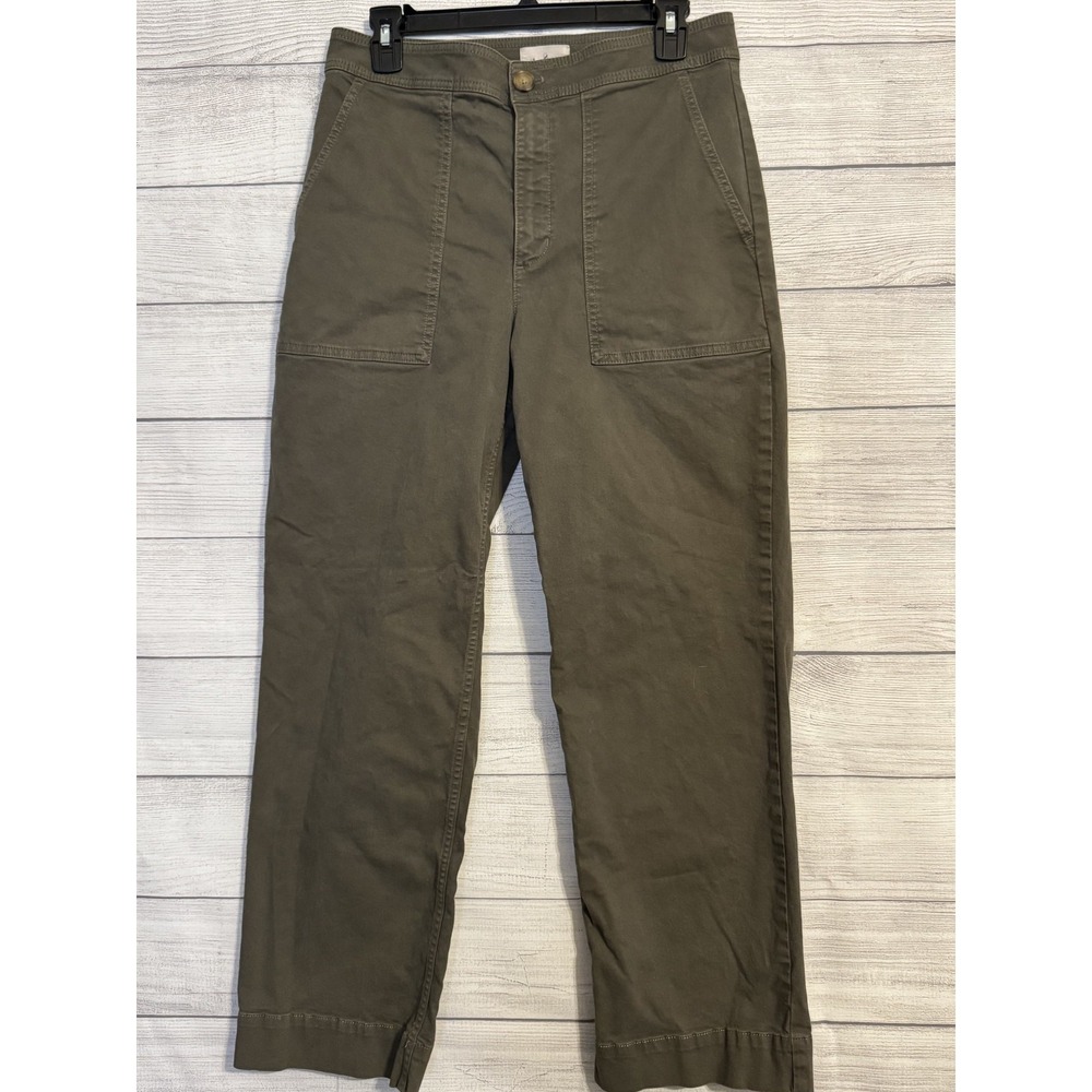 Lou & Grey Women's Utility Ankle Pants Stretch Cotton Olive Taupe Size 12